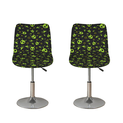 Cute Green Alien Pattern Print Bar Stool Covers