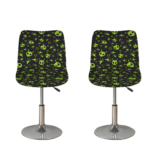 Cute Green Alien Pattern Print Bar Stool Covers