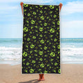 Cute Green Alien Pattern Print Beach Towel