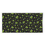 Cute Green Alien Pattern Print Beach Towel