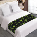 Cute Green Alien Pattern Print Bed Runner