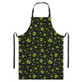Cute Green Alien Pattern Print Bib Apron With Pocket