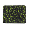 Cute Green Alien Pattern Print Bifold Wallet