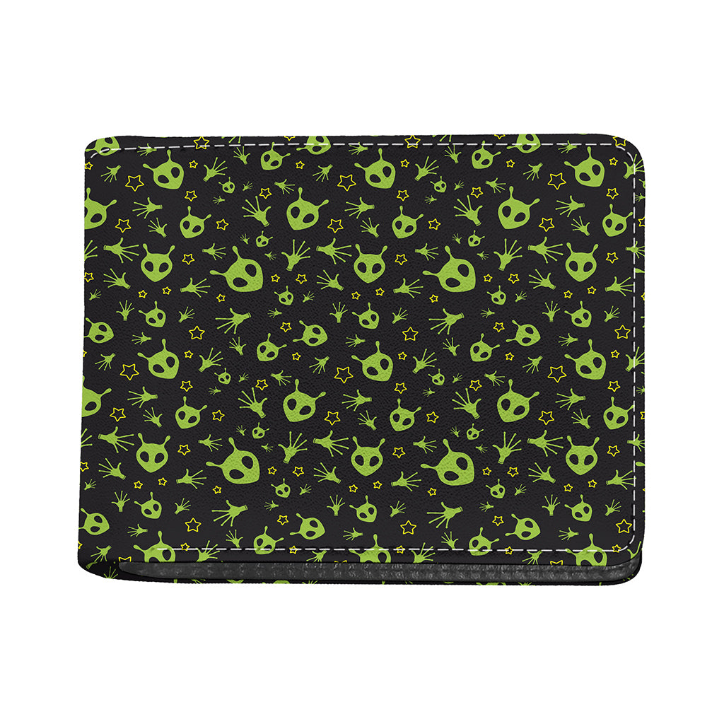 Cute Green Alien Pattern Print Bifold Wallet
