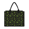 Cute Green Alien Pattern Print Canvas Tote Bag