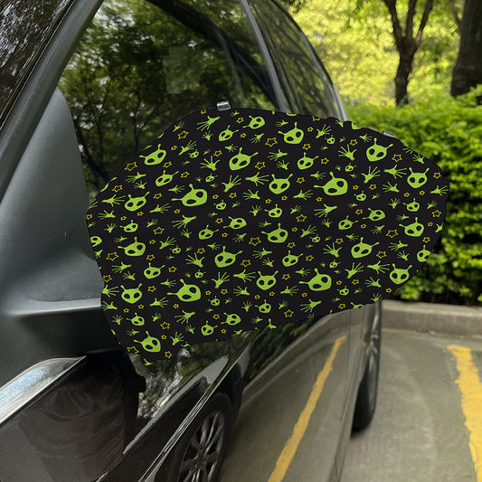 Cute Green Alien Pattern Print Car Side Mirror Covers