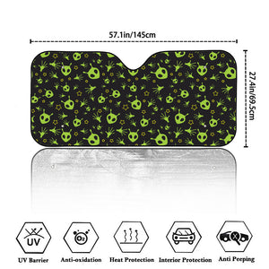 Cute Green Alien Pattern Print Car Windshield Sun Shade