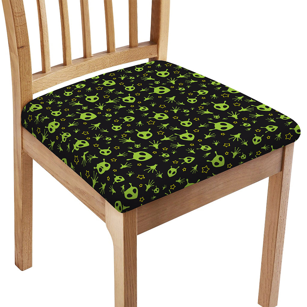 Cute Green Alien Pattern Print Chair Cushion Cover
