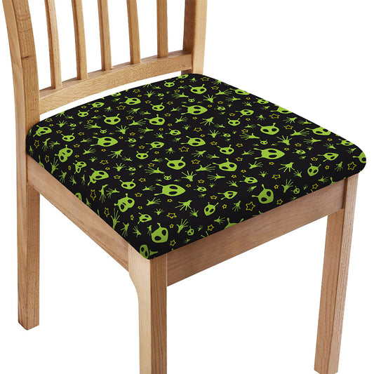 Cute Green Alien Pattern Print Chair Cushion Cover