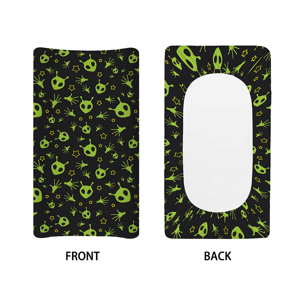 Cute Green Alien Pattern Print Changing Pad Cover