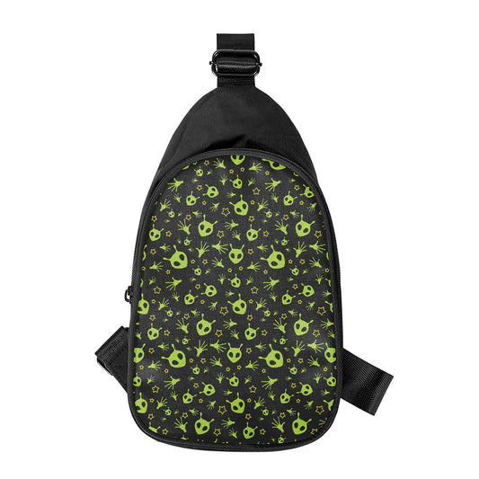 Cute Green Alien Pattern Print Chest Bag