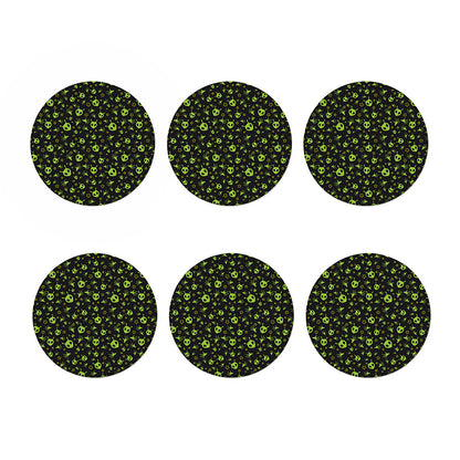 Cute Green Alien Pattern Print Coaster Set