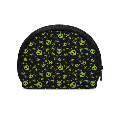Cute Green Alien Pattern Print Coin Purse