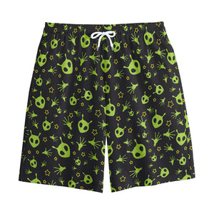 Cute Green Alien Pattern Print Cotton Shorts