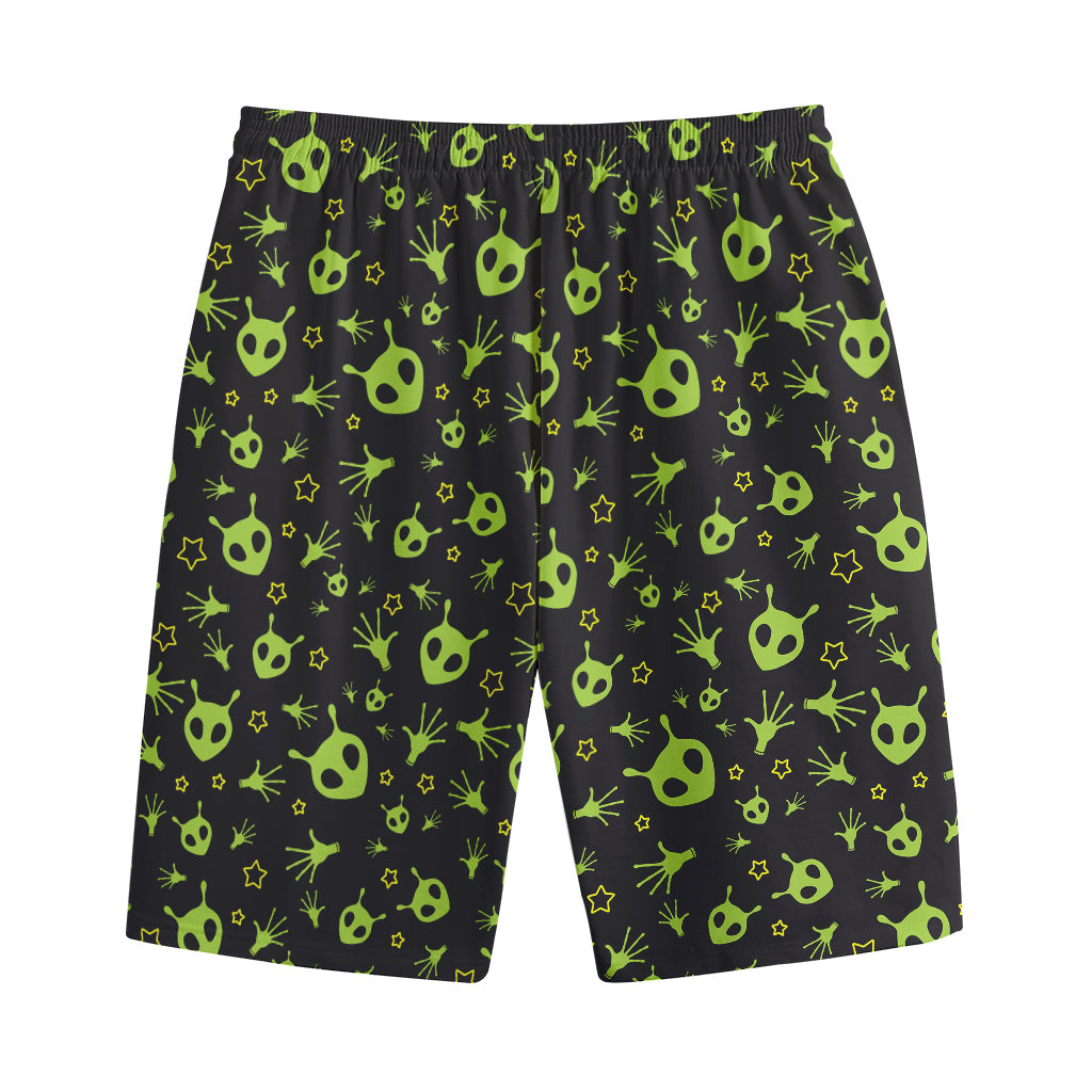 Cute Green Alien Pattern Print Cotton Shorts