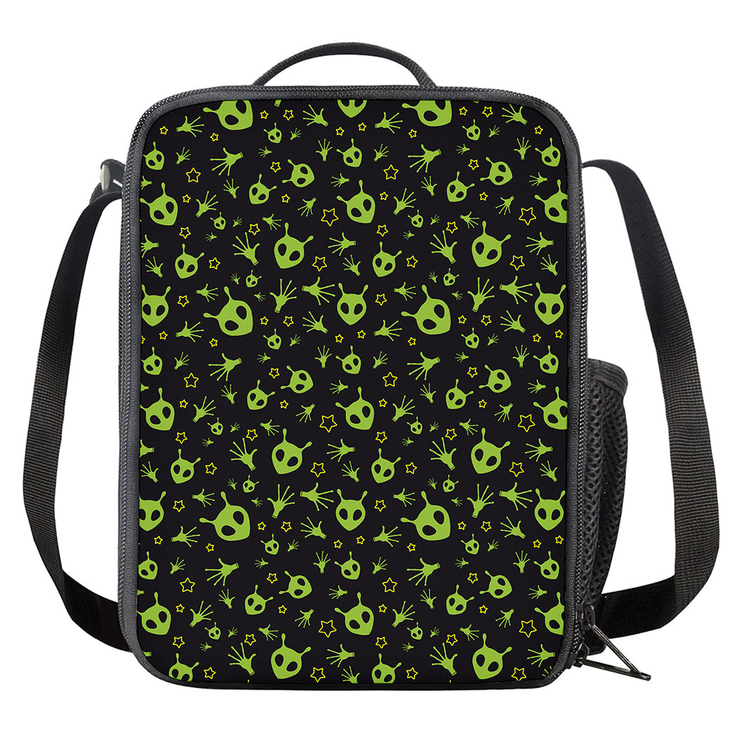 Cute Green Alien Pattern Print Crossbody Lunch Bag