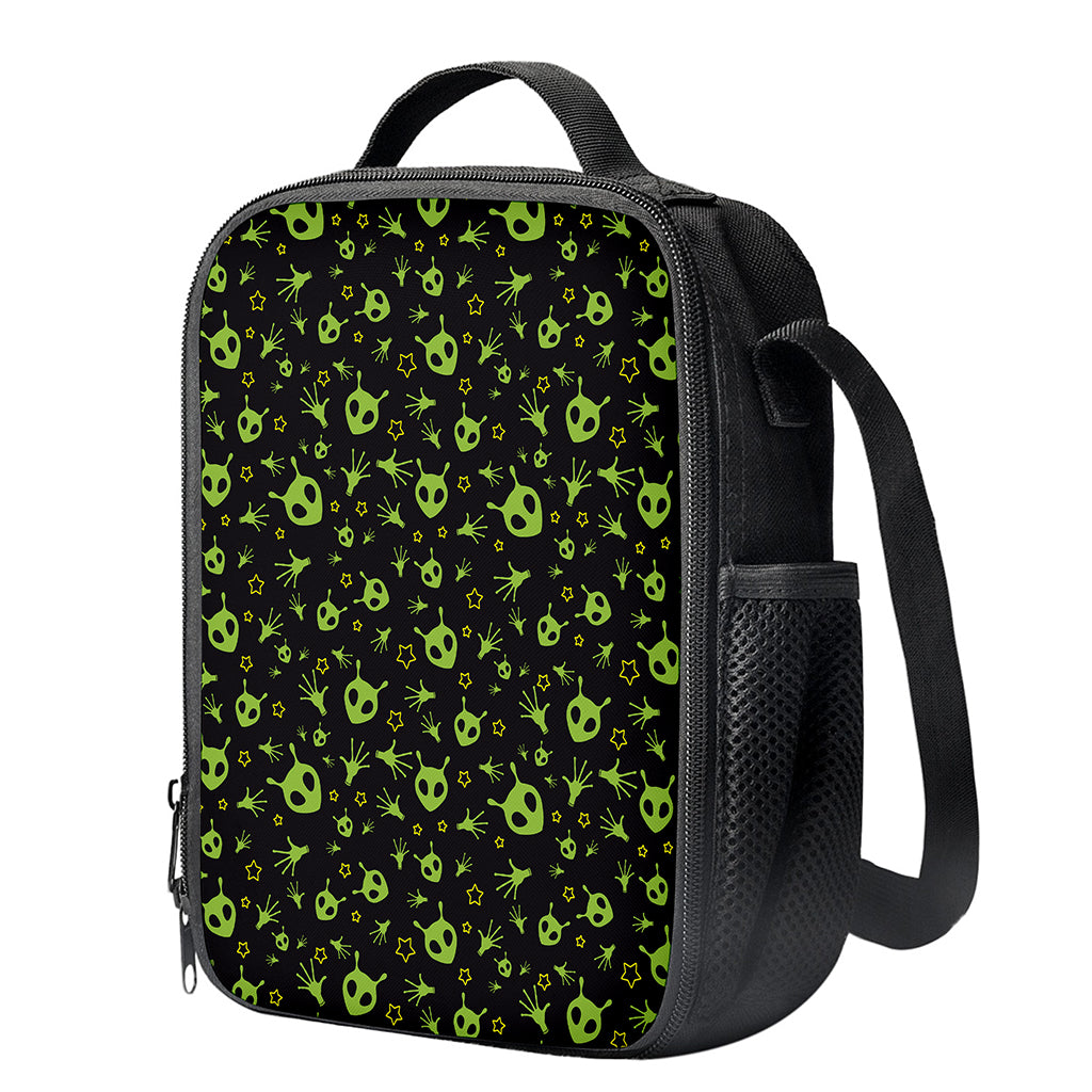 Cute Green Alien Pattern Print Crossbody Lunch Bag