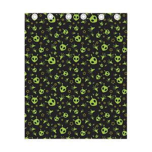 Cute Green Alien Pattern Print Curtain