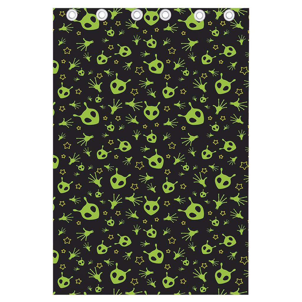 Cute Green Alien Pattern Print Curtain