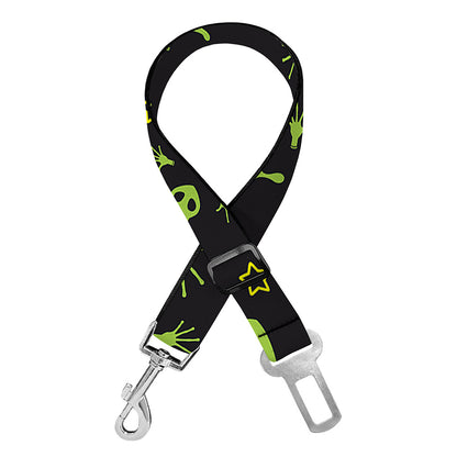 Cute Green Alien Pattern Print Dog Seat Belt