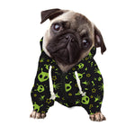 Cute Green Alien Pattern Print Dog Zip Up Hoodie