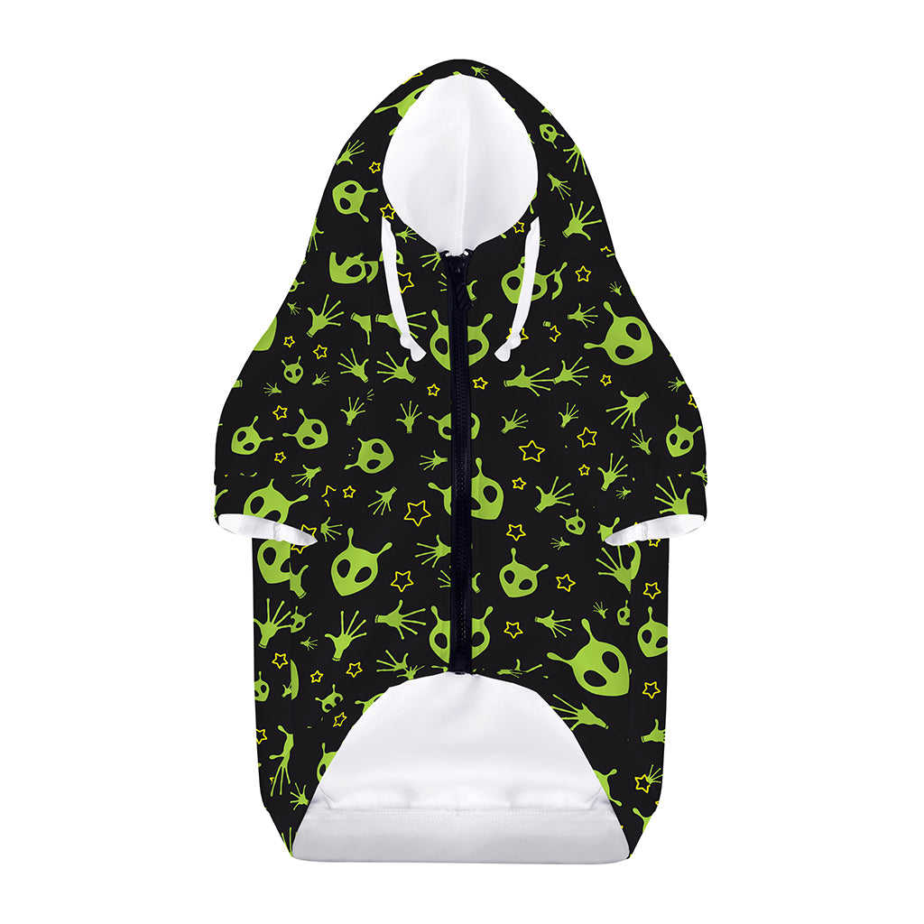 Cute Green Alien Pattern Print Dog Zip Up Hoodie