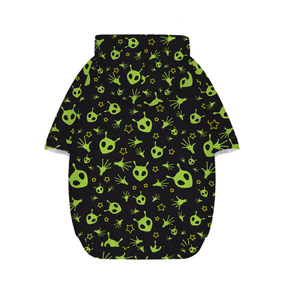 Cute Green Alien Pattern Print Dog Zip Up Hoodie