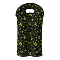 Cute Green Alien Pattern Print Double Neoprene Wine Tote