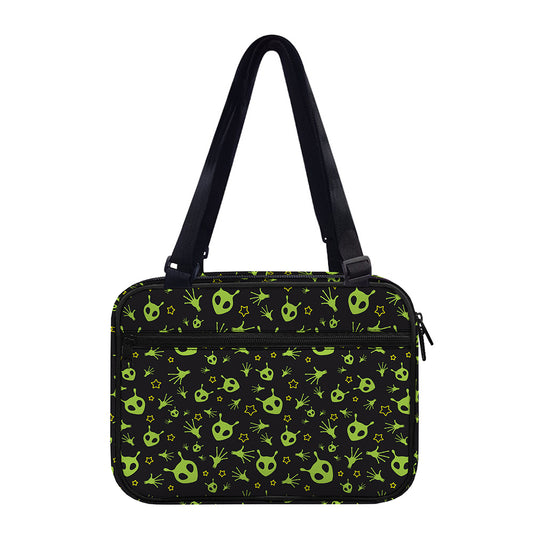 Cute Green Alien Pattern Print Double Strap Bible Bag