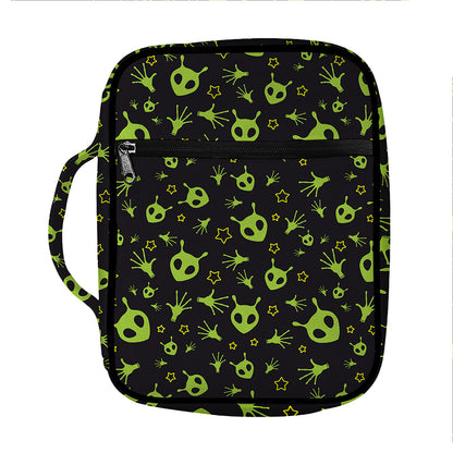 Cute Green Alien Pattern Print Front Pocket Bible Bag