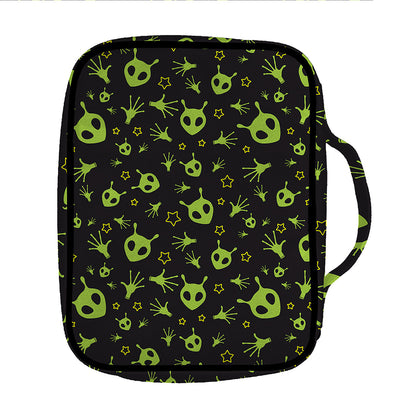 Cute Green Alien Pattern Print Front Pocket Bible Bag