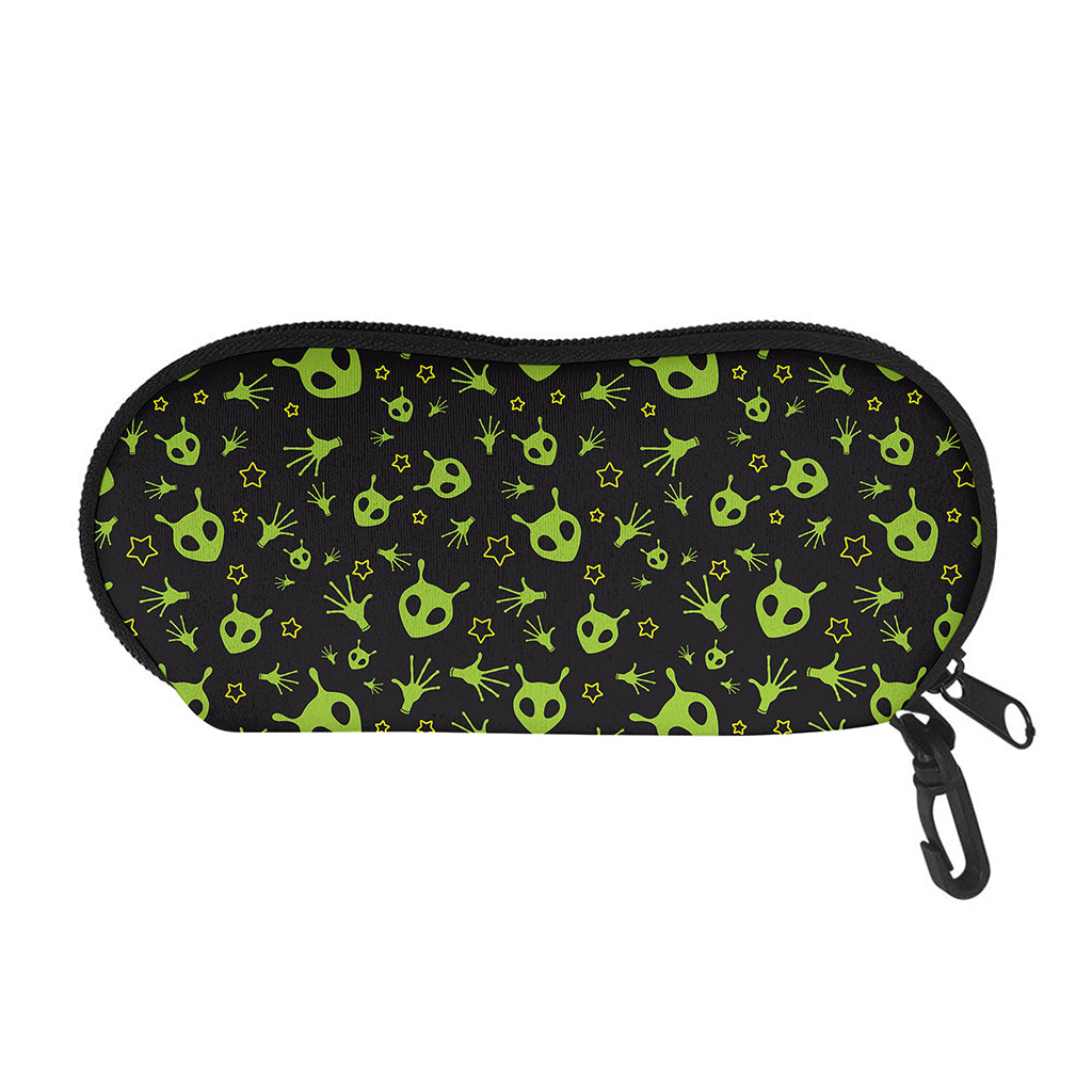 Cute Green Alien Pattern Print Glasses Case