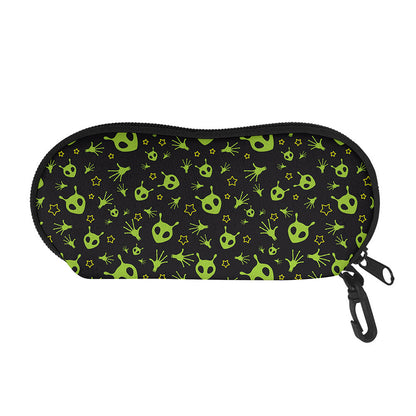 Cute Green Alien Pattern Print Glasses Case