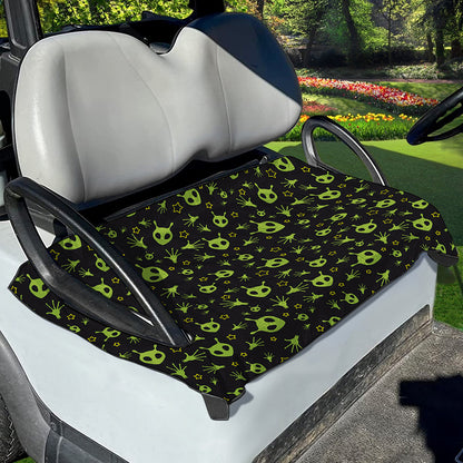 Cute Green Alien Pattern Print Golf Cart Seat Cover