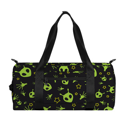 Cute Green Alien Pattern Print Gym Bag