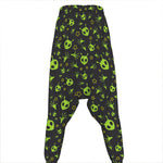 Cute Green Alien Pattern Print Hammer Pants