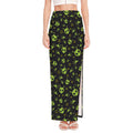 Cute Green Alien Pattern Print High Slit Maxi Skirt
