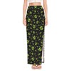 Cute Green Alien Pattern Print High Slit Maxi Skirt