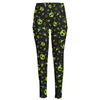 Cute Green Alien Pattern Print High-Waisted Pocket Leggings