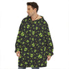 Cute Green Alien Pattern Print Hoodie Blanket