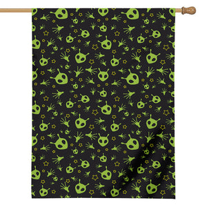 Cute Green Alien Pattern Print House Flag