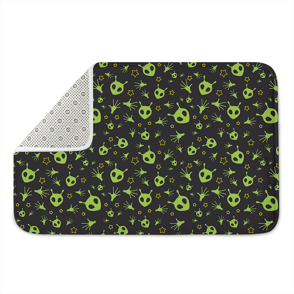 Cute Green Alien Pattern Print Indoor Door Mat