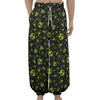 Cute Green Alien Pattern Print Lantern Pants