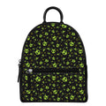 Cute Green Alien Pattern Print Leather Backpack