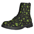 Cute Green Alien Pattern Print Lace-Up Boots