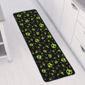 Cute Green Alien Pattern Print Long Kitchen Mat