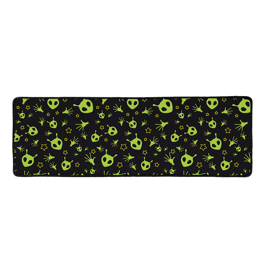 Cute Green Alien Pattern Print Long Kitchen Mat