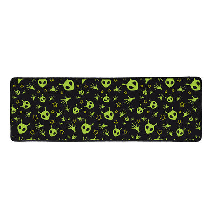 Cute Green Alien Pattern Print Long Kitchen Mat