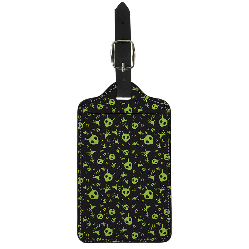 Cute Green Alien Pattern Print Luggage Tag
