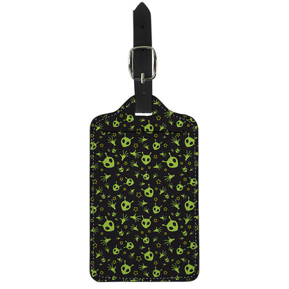 Cute Green Alien Pattern Print Luggage Tag